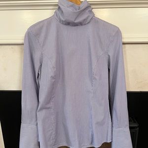 Banana Republic Blue and White Striped Blouse with Tie